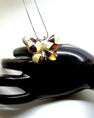 Unique multicolour Whole Stone natural Amber Pendant Brooch 9.3g