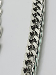 Vintage Rhodium Plated 9mm Curb Chain Choker Necklace 14″- 17.5″ Hook Clasp