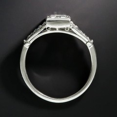 Art Deco Style Emerald Cut Lab Created Diamond Sapphire 14K White Gold FN Ring