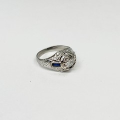 18k White Gold BELAIS Antique 0.83ct Diamond Vtg Art Deco Ring Sz 7.25 (I-56431)