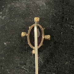 Antique Deep Purple Glass Stick / Tie Pin Victorian Edwardian