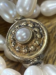 Vintage 4strand Freshwater Rice Pearl Necklace. 14/20 Floral Clasp. 104g