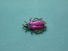 Vintage 1.25″ Purple and Silver Tone Bug Brooch in Very Good Condition