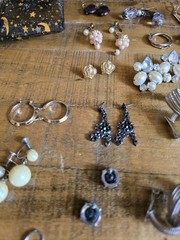 Vtg Retro Costume Lot Of 50 Earrings Clip On Earwire Push Backs