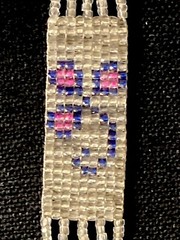 1920s Flapper Deco Sautoir Necklace, Very Good Antique Condition, Ecru/Blue/Pink