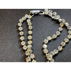 8.5in Clear Rhinestone Crystals Dbl Layered Vintage Bracelet