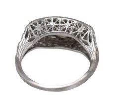 Ladies Antique Art Deco 14K White Gold 0.60ctw Old Mine Diamond Filigree Ring