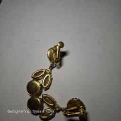 Pair of vintage white DANGLE DROP Clip on earrings maybe Trifari Or Schreiner