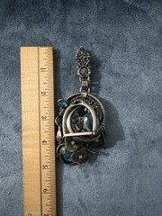 VTG Mode-Art 50’s Charm Brooch Assemblage Arthur Pepper Moon Clover Silver Tone