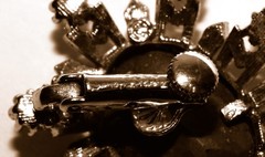 Vintage Coro Amber Rhinestone Aurora Borealis Accents Clip Hinge Earrings