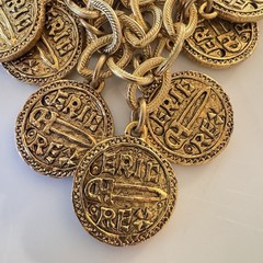 Vintage Stewart Lucas Coin Charm Bracelet, 80s 90s, Etruscan, Byzantine, Signed!