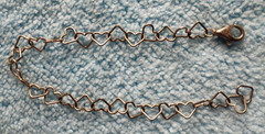 VINTAGE STERLING “925 MS CO” M.S. COMPANY LINKED HEARTS BRACELET 6-3/4″