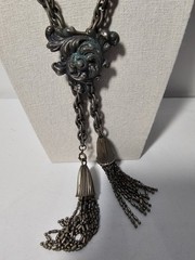 RARE Vintage Chunky “Style Metal Spec NY” Necklace W/Tassels Art Deco Style