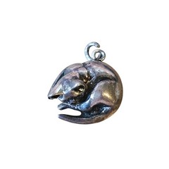 Vintage Jezlaine curled up cat sterling charm