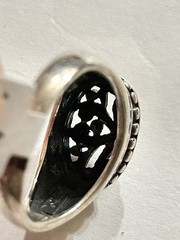 Sterling Silver 925 Statement Scroll Signet Ring Artistic Filigree Openwork, S 8
