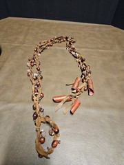 Vintage Bohemian-style Wrap Necklace Belt suede leather stone beads tassel