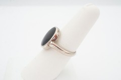 Vintage Sterling Silver 925 Mother Of Pearl Black Onyx Spinner Ring Size 7