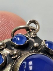 Antique 800 Silver & Blue Stone Pendant