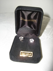 Vintage 14kt Solid White Gold 7.98 mm Diameter Diamonique Stud Pierced Earrings