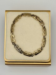 Adorno Gold Tone Link Bracelet Rhinestone Accent Geometric Vintage 7.75”