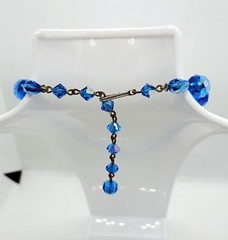 Vintage 1950s-1960s Bright Blue Aurora Borealis Faceted Crystal Choker Necklace