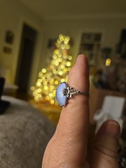 Avon Victorian Splendour Blue Moonstone RING size 7 Nickel Free Silver Tone VTG
