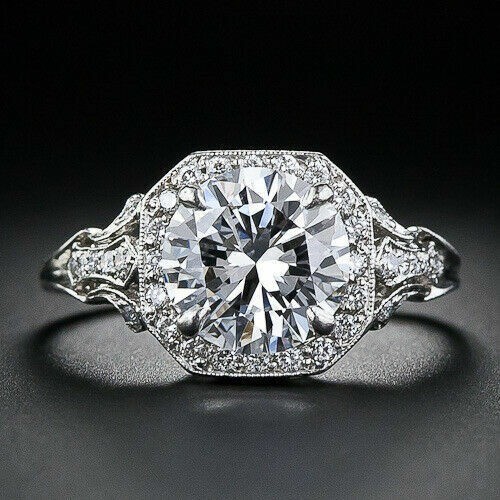White Diamond 3.40 Ct Art Deco Vintage Wedding Ring 925 Sterling Silver