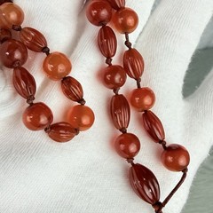 Vintage Possibly Antique Hand Knotted Carnelian Beaded Necklace Needs a Clasp