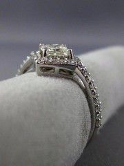 WIDE .99CT ROUND & PRINCESS DIAMOND 14KT WHITE GOLD HALO SQUARE ENGAGEMENT RING