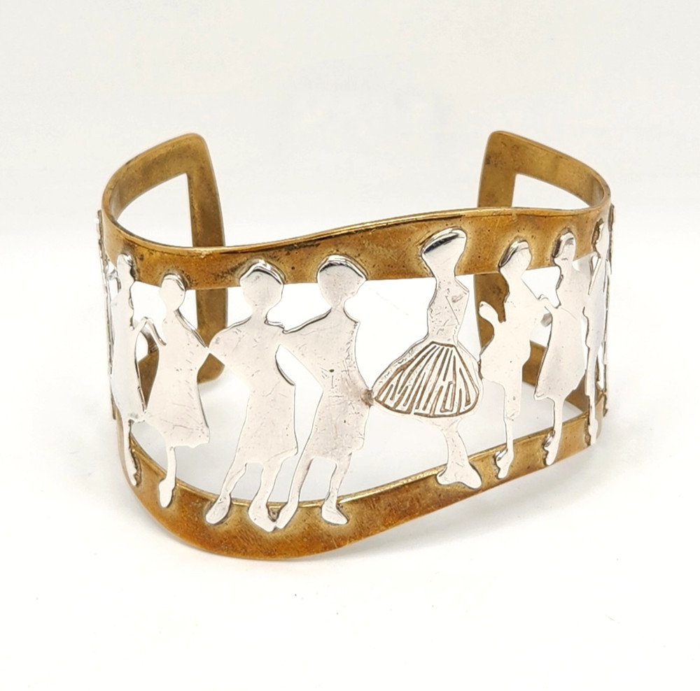 Robert Lee Morris Andy Warhol Tribute Sterling Silver & Brass Cuff Bracelet, 8″