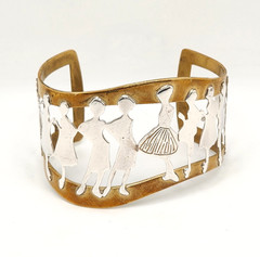 Robert Lee Morris Andy Warhol Tribute Sterling Silver & Brass Cuff Bracelet, 8″