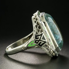 1930’s Vintage Art Deco Chalcedony (20 x 17 mm) Quartz In 925 Solid Silver Ring