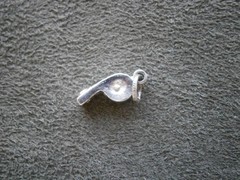 Small Sports Whistle Vintage Shiny Sterling Silver Bracelet Charm Pendant 1.5g