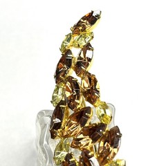 Large VTG Juliana? Leaf Flame Swoosh Brown Yellow Navette Rhinestone Pin Brooch