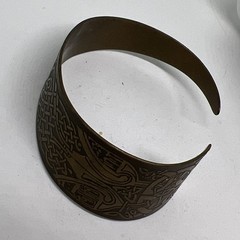 Vintage Celtic Knot Brass Cuff Bracelet Viking Norse Dragon Longship Wide Band