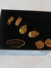 Vintage Diamond Dust Clip On 3 Gold Tone Sets