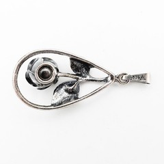 Vintage Signed Teka 825 Silver Rose Flower Pendant Theodor Klotz Germany