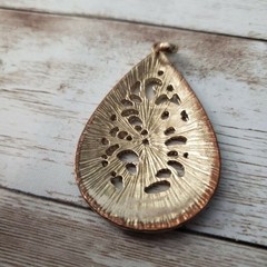 Vintage Pendant – Teardrop Shape Dark Blue & Gold Tone – No Chain Included