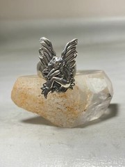 Fairy ring lady wings band sterling silver women girls