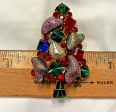 Rare Vintage Signed Mylu Christmas Tree Brooch
