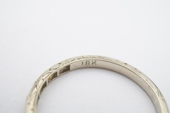 Vintage 18k White Gold Diamond Ring Etched Size 6.75
