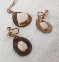** RARE Vintage M.KLOSE 1/20 12kt. G.F. Australian Opal Pendant & ER Set **