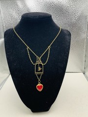 Vintage Boho Quirky Love Bird Dove Pink Photo Heart Locket Statement Necklace