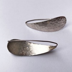 Vintage 925 Sterling Silver Teardrop Hammered Drop Earrings 4.5 cm