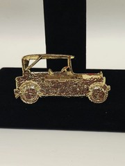 Vintage gold Plate Red Enamel Cloisonne Car Brooch