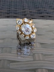 Art Deco Style Lab Created Diamond 14K Yellow Gold FN Anniversary Gift Ring