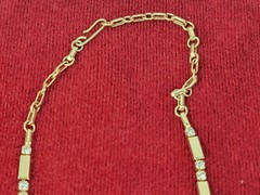 Vintage Gold Tone & Crystal Necklace And Screw Back Earrings Set