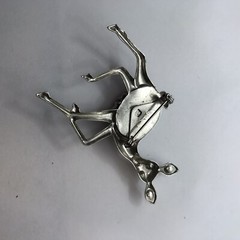 Vtg Deer Brooch Pin Rhinestone Eyes Fossil Cabochon Woodland Animal silvertone