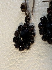 Antique Bohemian Czech Garnet Glass Rhinestone Drop Earrings