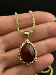 Vintage Beria Collection Bronze 18KT Yellow Gold Plated Carnelian Necklace